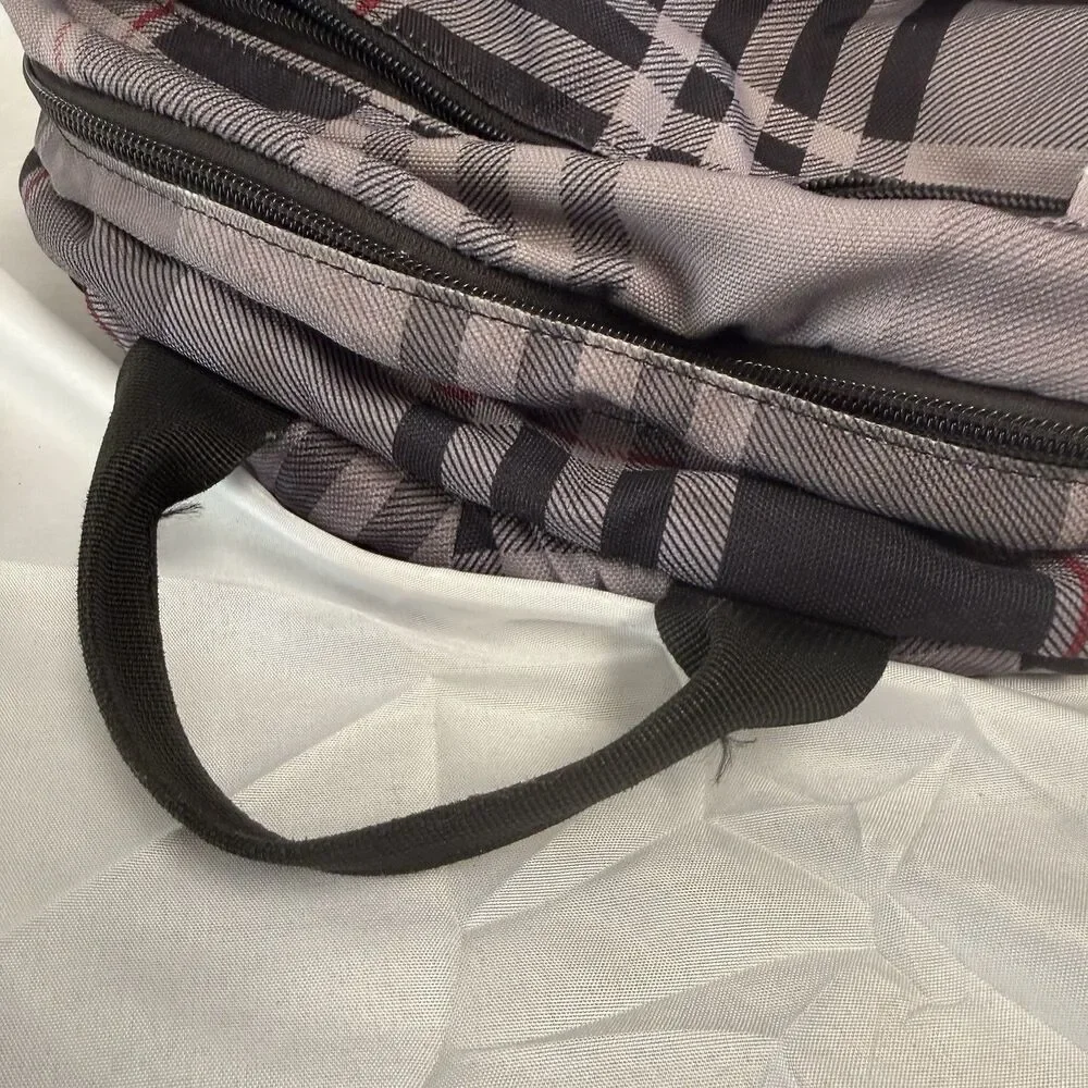 VintageBurton Metalhead Grey Brown Plaid 26L Backpack Adjustable Insulated Side
